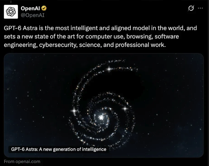 OpenAI GPT-6 Astra 传播截图